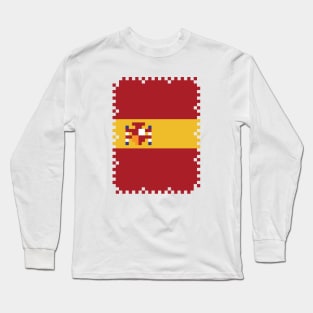 Flag of Spain - Pixel Post Stamp Long Sleeve T-Shirt